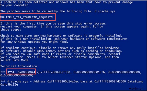 [해결됨] Windows MULTIPLE_IRP_COMPLETE_REQUESTS 블루스크린 오류(0x00000044) 수정 방법