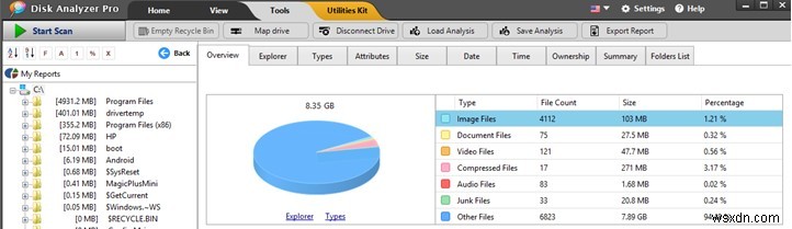 Disk Analyzer Pro로 디스크 공간 보고서를 다양한 파일 형식으로 내보내는 방법