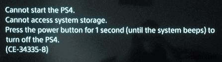 PS4 오류 코드 CE-34335-8 시스템 저장 공간에 접근할 수 없습니다 완벽 해결 가이드