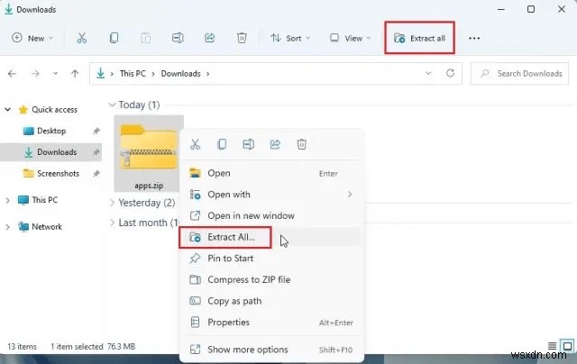 Windows 11에서 ZIP 파일 압축을 푸는 3가지 쉬운 방법
