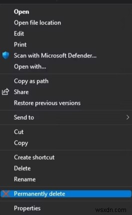 Windows 컨텍스트 메뉴에  영구 삭제  옵션 추가하는 방법