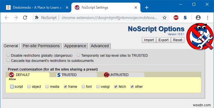 크롬에서도 NoScript 사용 가능, 드디어 등장하다