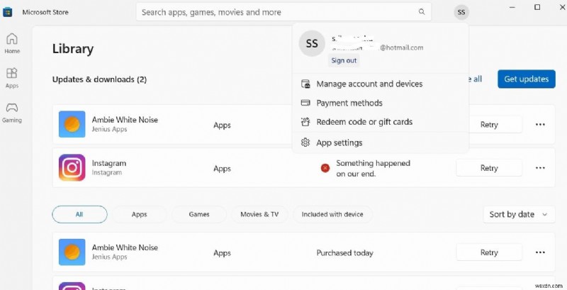 해결됨: Microsoft Store  당사 쪽에 문제가 발생했습니다  오류 수정 방법