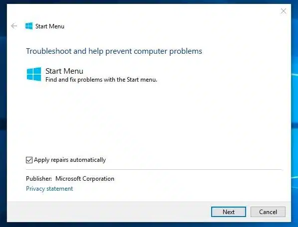 Windows 10 시작 메뉴 문제, 전용 문제 해결사로 간단히 해결하는 방법