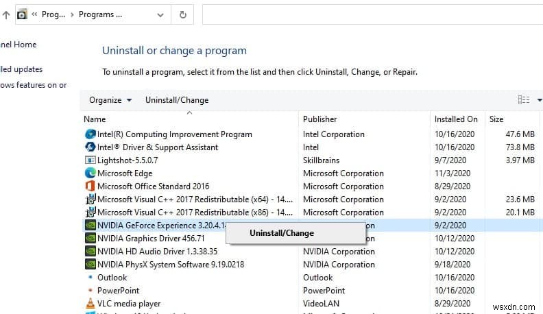 해결됨: Windows 10 2022년 업데이트 이후 NVIDIA 제어판이 열리지 않는 문제