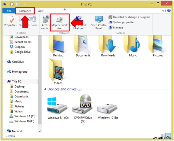 Windows 8.1에서 OneDrive를 네트워크 드라이브로 매핑하는 방법