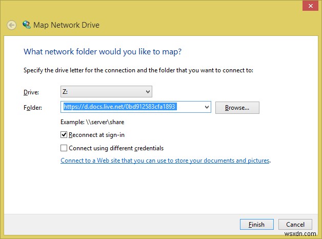 Windows 8.1에서 OneDrive를 네트워크 드라이브로 매핑하는 방법
