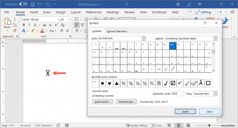 워드에서 X바(X̄) 기호 입력하는 법: Windows와 Mac 간단 가이드