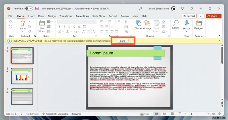 저장되지 않은 PowerPoint 파일 즉시 복원하기: AutoRecover 완벽 가이드