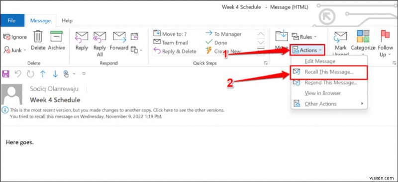 빠른 가이드: 웹과 데스크톱에서 Outlook 이메일 전송 취소 및 회수하는 방법