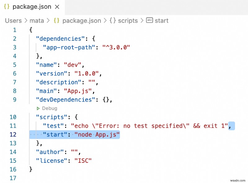 Node.js  npm ERR! missing script: start  오류 해결 방법