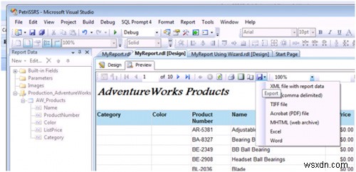 SSRS(SQL Server Reporting Services)에서 보고서 생성, 편집 및 내보내는 방법