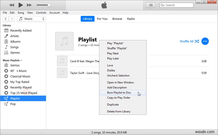 iTunes  재생 목록을 디스크에 굽기  옵션이 회색으로 비활성화될 때 원인과 해결 방법