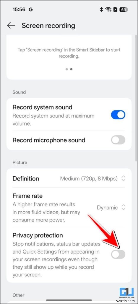 ColorOS 16, 화면 녹화 중 상태 표시줄·알림 팝업 숨기는 방법