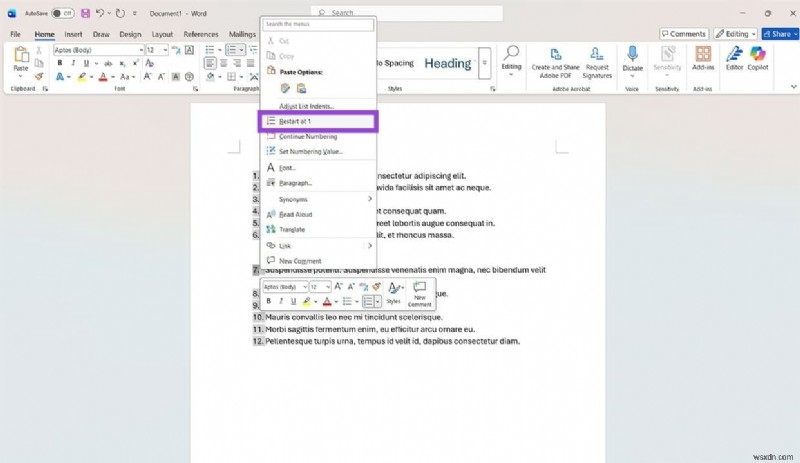 Microsoft Word에서 번호 매기기 재설정하는 방법: 초보자도 따라 하는 4가지 방법