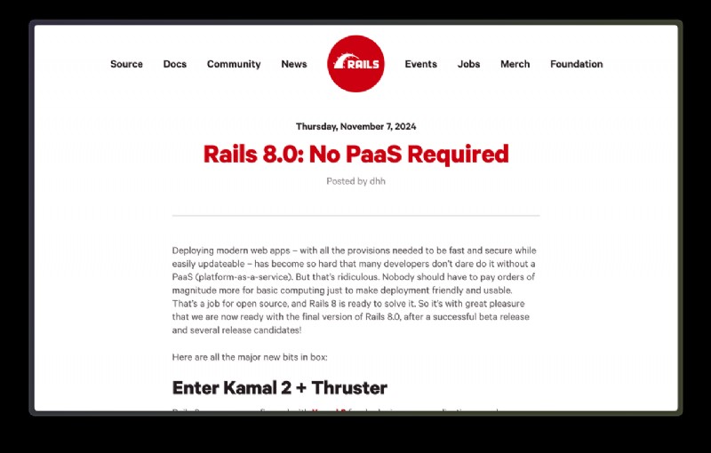 Rails 8의  No PaaS  접근 방식, 정말 현명한 선택일까?