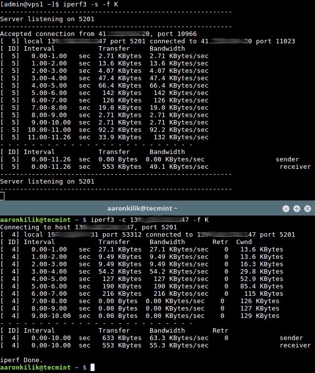 iPerf3 – 리눅스에서 정확한 네트워크 처리량과 속도 테스트하기