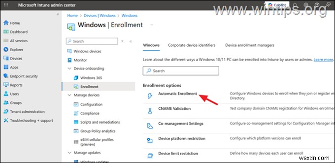 Microsoft 365 및 Intune에서 장치 관리를 활성화할 수 없습니다 오류(80192EE7 / -2145833241) 해결 방법