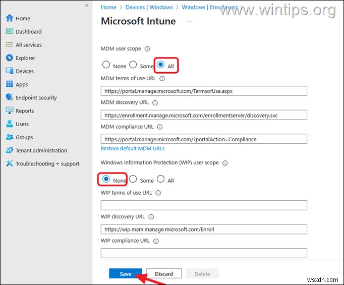 Microsoft 365 및 Intune에서 장치 관리를 활성화할 수 없습니다 오류(80192EE7 / -2145833241) 해결 방법