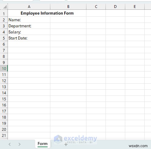 VBA와 이름 정의 범위(Named Range)로 자동 초기화되는 Excel 입력 양식 만들기