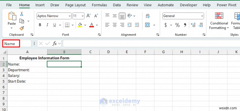 VBA와 이름 정의 범위(Named Range)로 자동 초기화되는 Excel 입력 양식 만들기