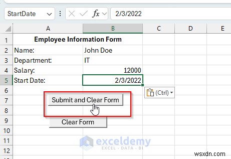 VBA와 이름 정의 범위(Named Range)로 자동 초기화되는 Excel 입력 양식 만들기