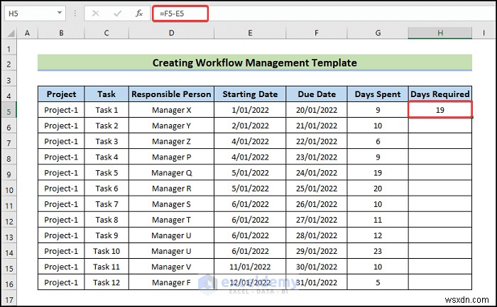 간단한 6단계로 완성하는 Excel 워크플로 관리 템플릿 만들기