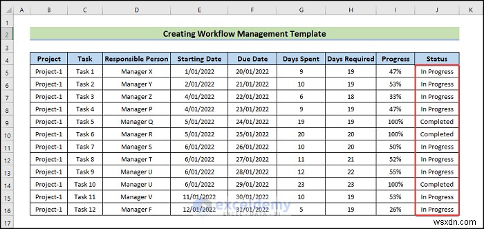 간단한 6단계로 완성하는 Excel 워크플로 관리 템플릿 만들기