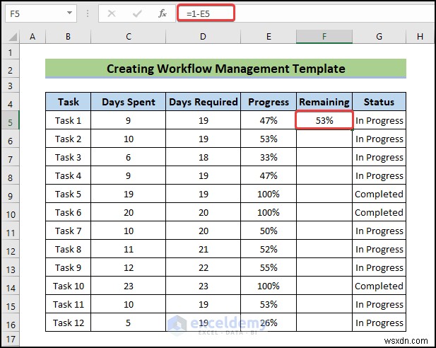 간단한 6단계로 완성하는 Excel 워크플로 관리 템플릿 만들기