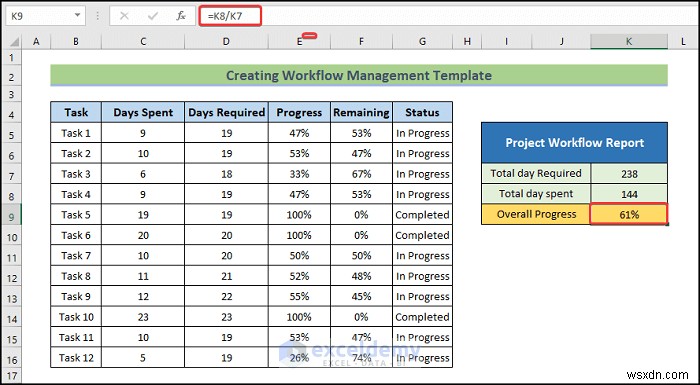 간단한 6단계로 완성하는 Excel 워크플로 관리 템플릿 만들기