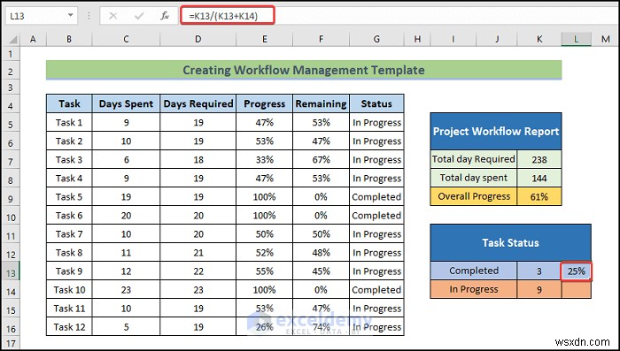 간단한 6단계로 완성하는 Excel 워크플로 관리 템플릿 만들기