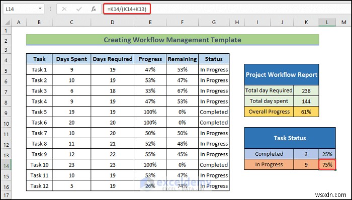 간단한 6단계로 완성하는 Excel 워크플로 관리 템플릿 만들기