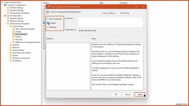 다른 사용자가 Windows 11 바탕 화면 배경을 변경하지 못하도록 막는 쉬운 방법