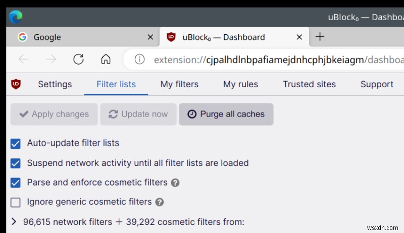 브라우저 시작 시 uBlock Origin 필터가 로드되지 않는 문제 해결 방법