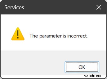 Windows 서비스 변경 시 매개변수가 올바르지 않습니다 오류 해결 방법