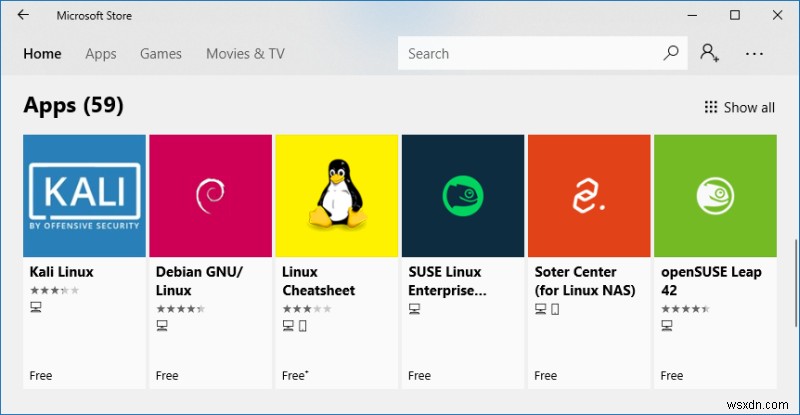 Linux용 Windows 하위 시스템(WSL): Windows 10에서 리눅스 배포판과 앱 실행하기