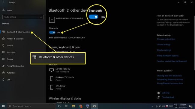 Windows 10에서 Bluetooth를 켜는 방법