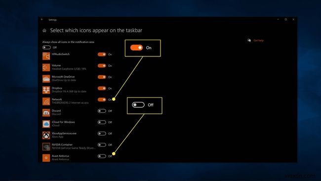 Windows 10 시스템 트레이에서 아이콘을 표시하거나 숨기는 방법