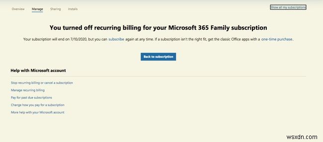 Microsoft 365를 취소하는 방법