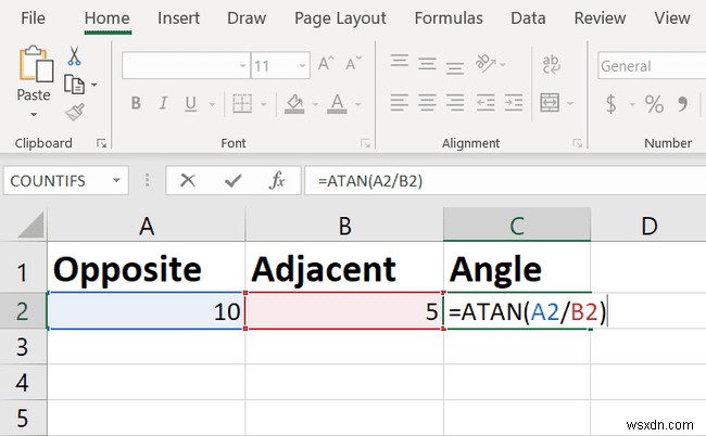 Excel TAN 함수:접선 각도를 찾는 방법