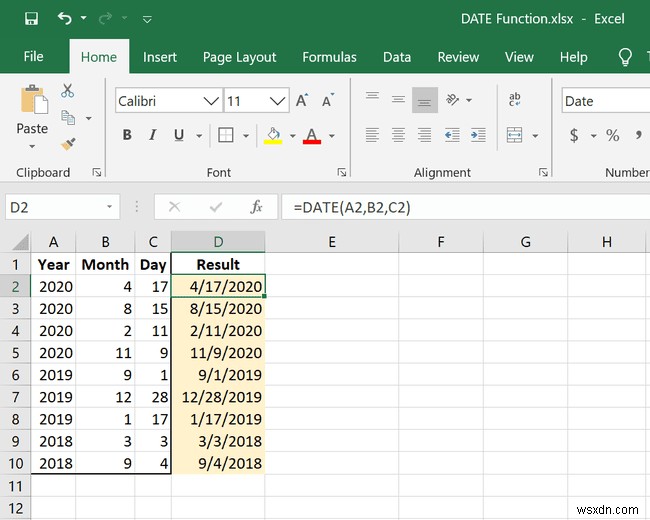 Excel DATE 함수 사용 방법