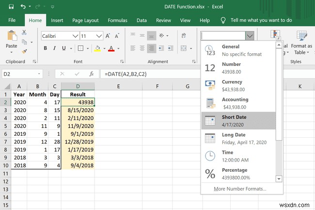 Excel DATE 함수 사용 방법