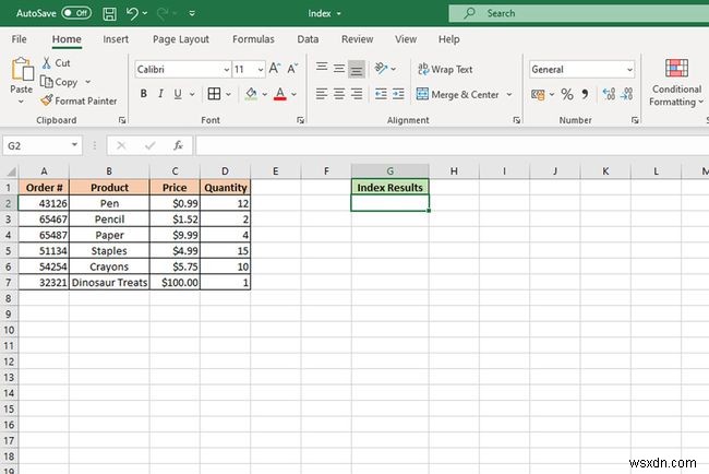 Excel INDEX 기능 사용 방법