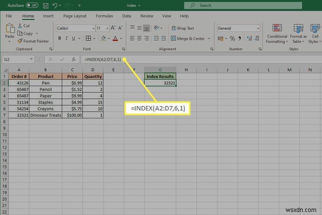 Excel INDEX 기능 사용 방법