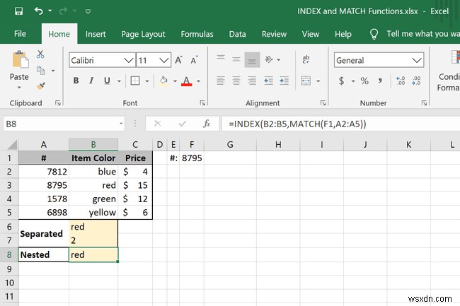 Excel에서 INDEX 및 MATCH 기능을 사용하는 방법