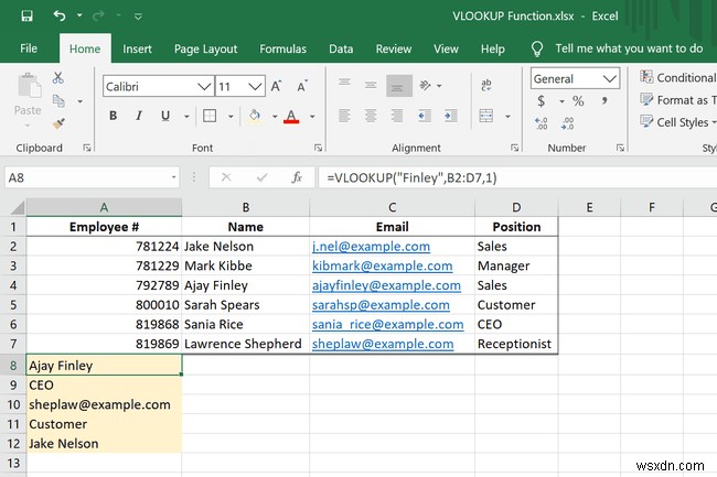 Excel에서 VLOOKUP 기능을 사용하는 방법