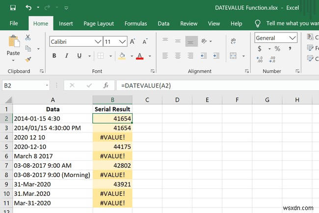 Excel DATEVALUE 함수 사용 방법