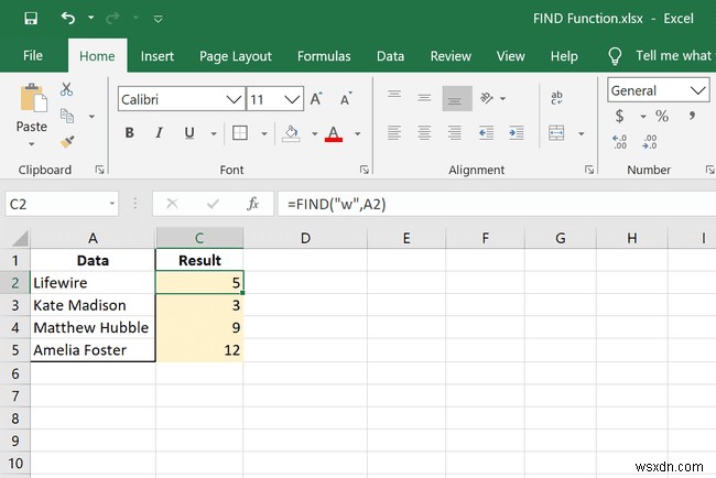 Excel FIND 기능 사용 방법