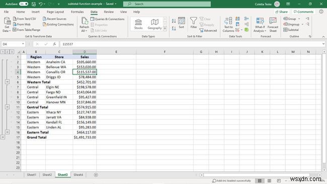 Excel 소계 기능 사용 방법