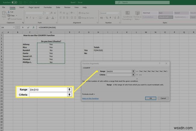 Excel에서 COUNTIF 함수를 사용하는 방법